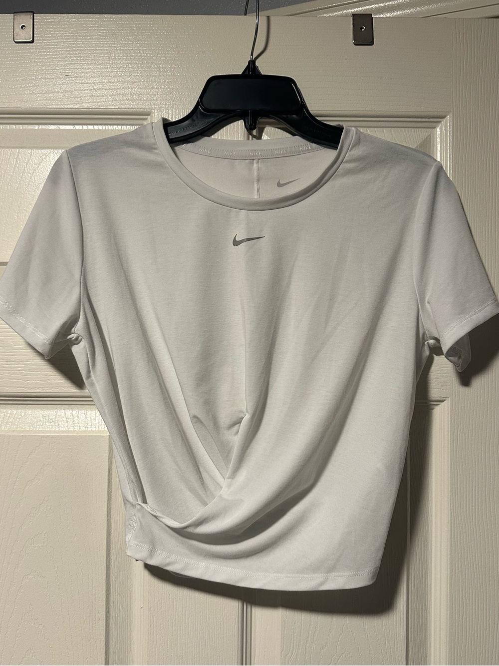 Nike White Short Sleeve Twist-Front Athletic Tee